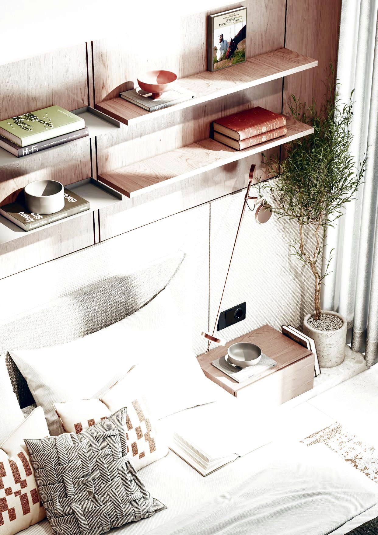 Kitchen with reading shelf